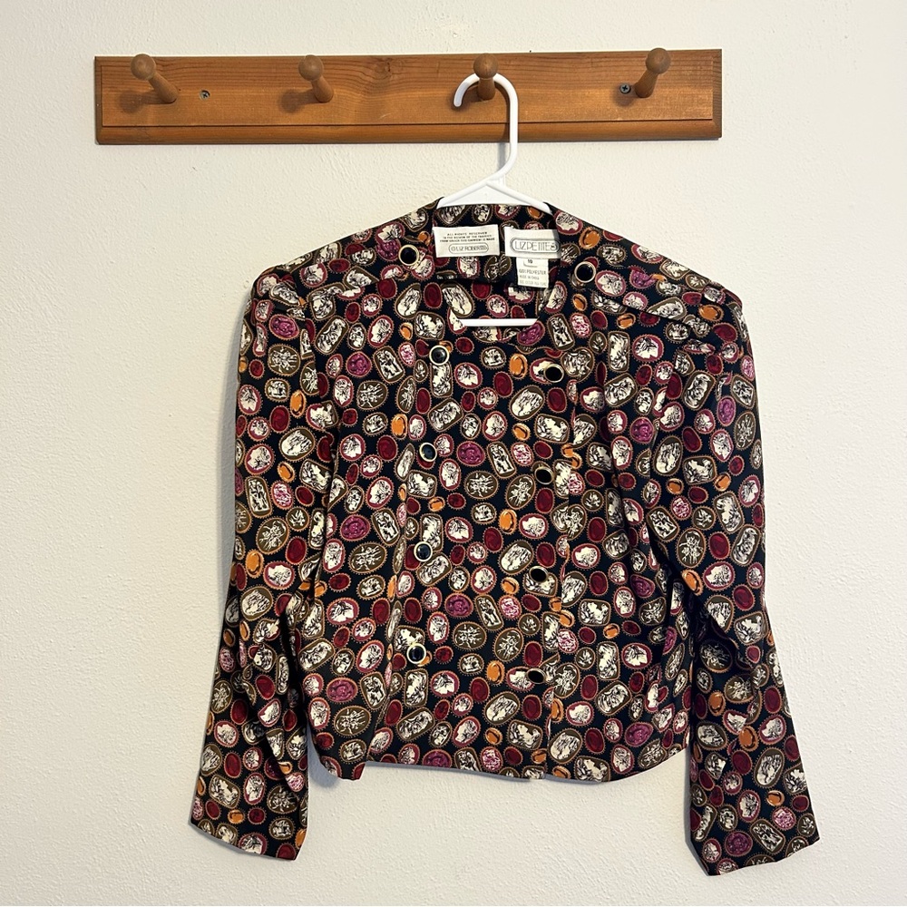 Vintage Multicolor Print Blouse Size 10